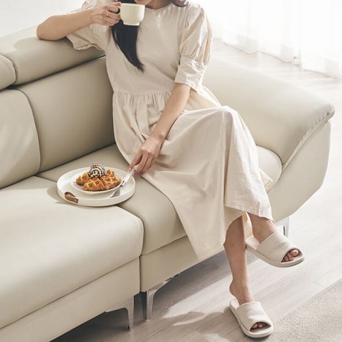 삼익가구 더컴포트 헤드틸팅 가죽 소파 3인용 (스툴포함)_이미지