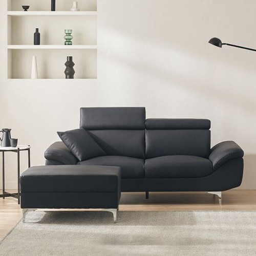 삼익가구 더컴포트 헤드틸팅 가죽 소파 3인용 (스툴포함)_이미지