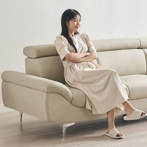 삼익가구 더컴포트 헤드틸팅 가죽 소파 3인용 (스툴포함)_이미지