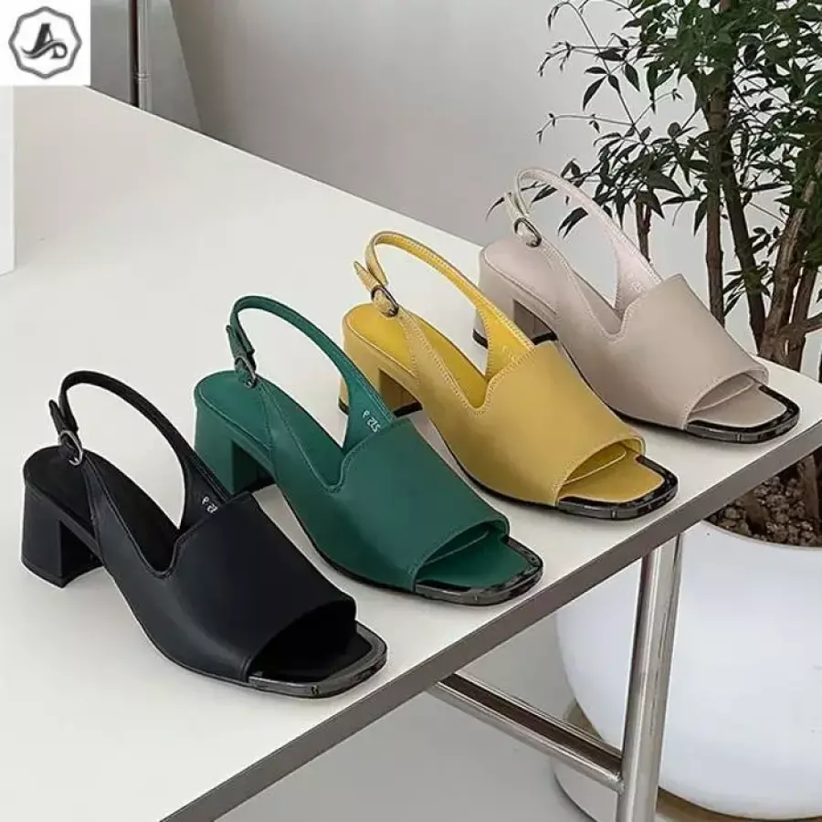 셀러허브 패션 토오픈 슬링백 스퀘어 메탈릭 포인트 발편한 통굽 5cm 49401651
