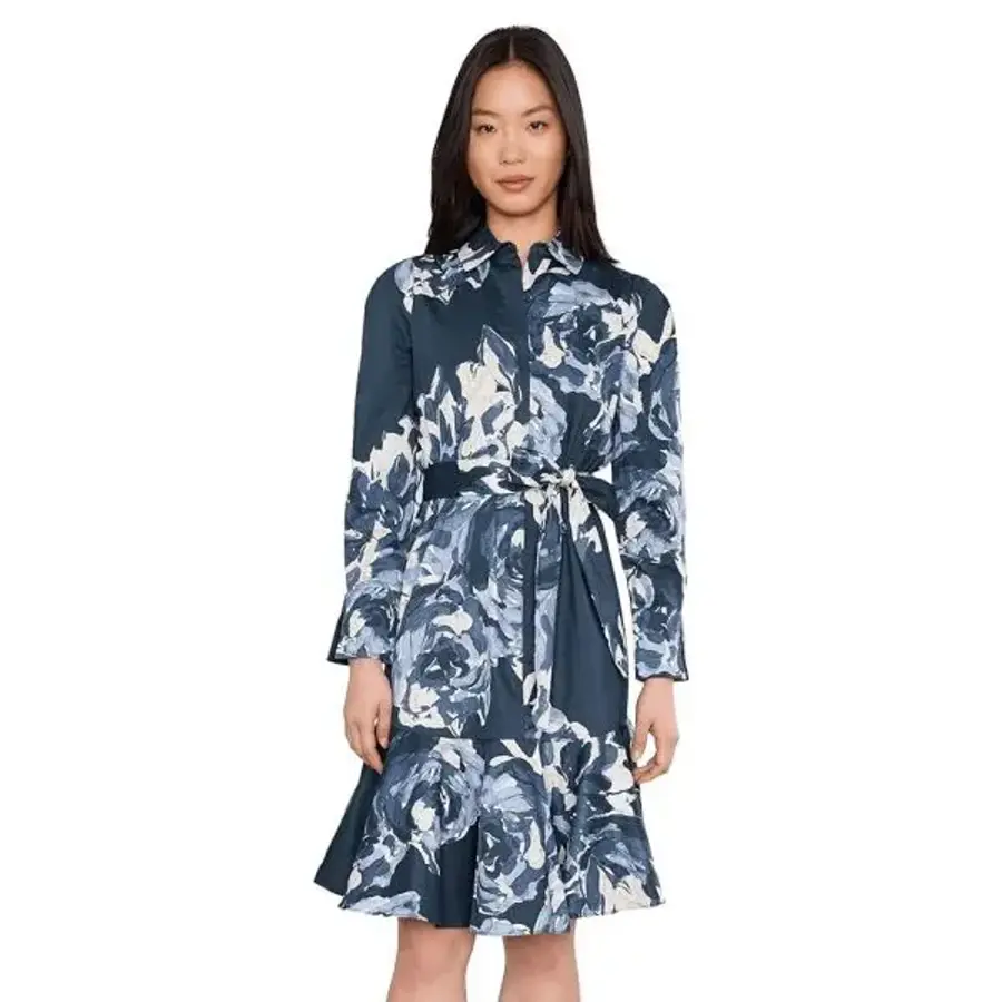 캘빈클라인 우먼 롱 슬리브 플로랄 코튼 Aline 빈티지 인디고 멀티 1164093