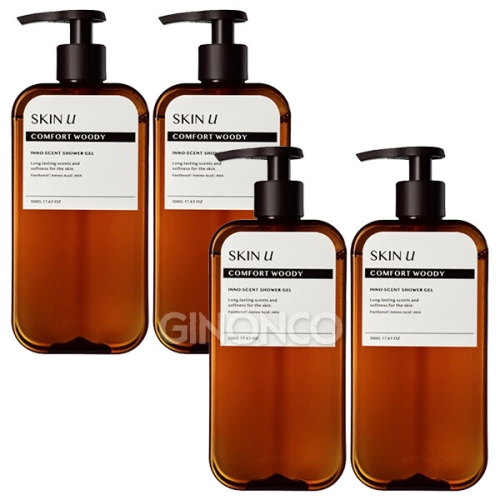 아모레퍼시픽 해피바스 스킨유 이노센트 샤워젤 컴포트 우디 500g (4개)