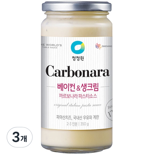 대상 청정원 베이컨 앤 크림 까르보나라 파스타 소스 350g 3개