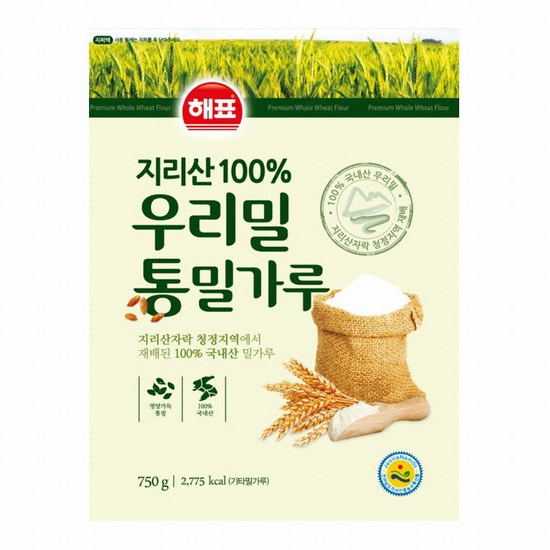 사조대림 해표 우리밀 통밀가루 750g (4개)