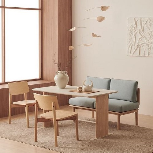 한샘 포레 컴포트 베이직 식탁 1200 (원목의자2개+벤치1개)_이미지