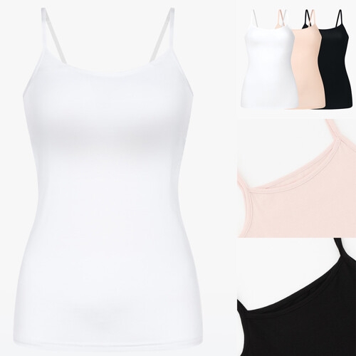 BYC 여성 끈런닝 면스판 베이직 무지 나시 흰색 스킨색 검정