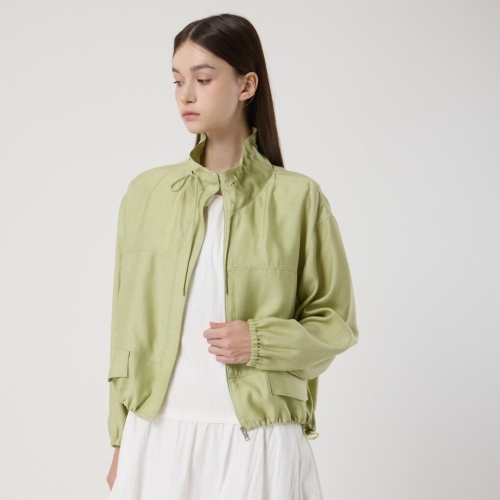 린넨 블렌드 모크넥 크롭 점퍼_C252MSJ032