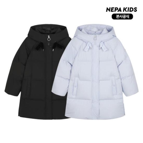 신상 KL82008 리본 롱 덕다운 자켓