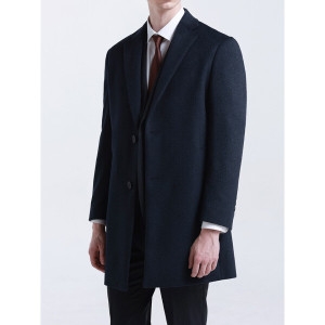 ZEN 블루 멜란지 울 혼방 누빔 코트 MAED33171BL