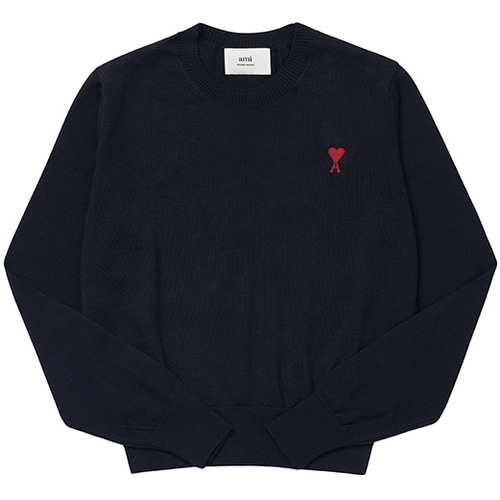 AMI 스몰 하트 로고 니트 FKS111 KN0025 (430, 네이비)_이미지