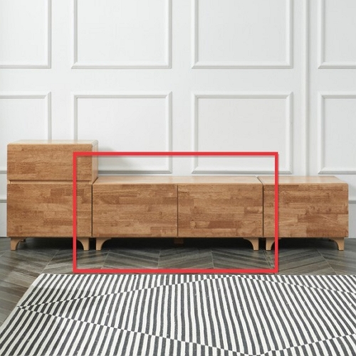 까미엘 크리슨2 1단 고무나무 거실장 1000