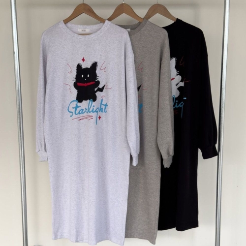 아이우먼 빅사이즈원피스 V237L509 스타캣긴팔라운드원피스 LI