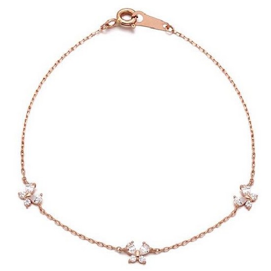 이랜드 로이드 10K 화이트큐빅 나비 팔찌 LWT18006T