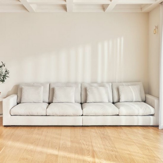 휴도 시월의 동백 아쿠아 패브릭 소파 6인용 (스툴별도)