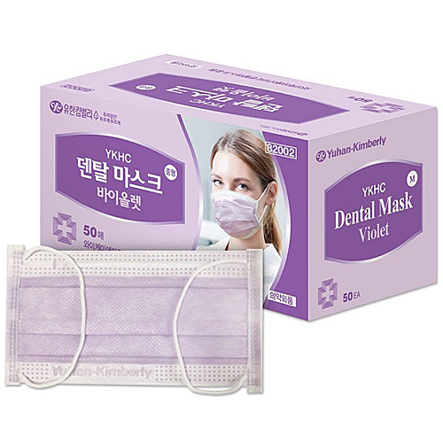 유한킴벌리 YKHC 덴탈 마스크 중형 플러스 바이올렛 50매입 (1매)_이미지