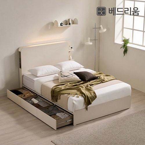 베드리움 아이담 수납 LED침대 Q/K
