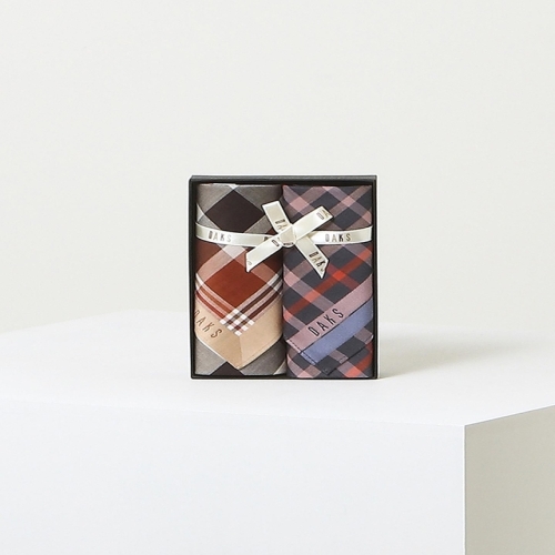 LF 닥스 베이지 체크 면 손수건 2종 세트_DCHA5F020I2