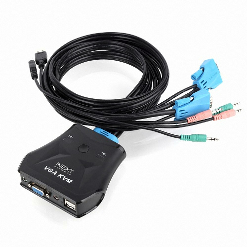 이지넷유비쿼터스 넥스트 2:1 USB VGA 케이블 일체형 KVM 스위치 (NEXT-612VC-KVM) (1.4m)_이미지