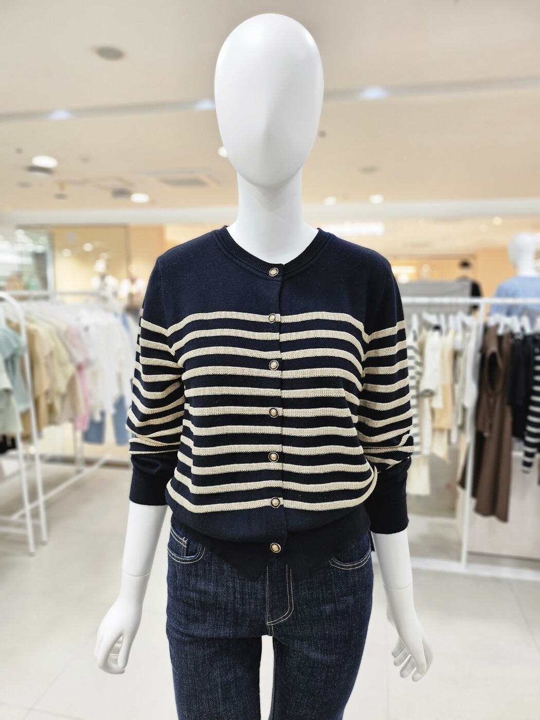 올리브데올리브 라운드 단가라 니트가디건 YK4AD7040_이미지