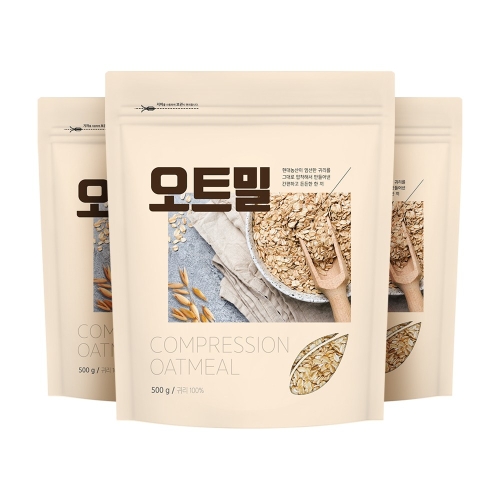 현대농산 오트밀 1.5kg 500gX3봉 귀리 100 무첨가 시리얼이미지입니다. 누르면 해당 게시물로 새창이동합니다.