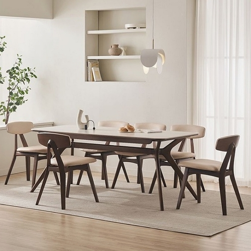 삼익가구 비안트 포세린 세라믹 원목 식탁 1800 (의자6개)_이미지