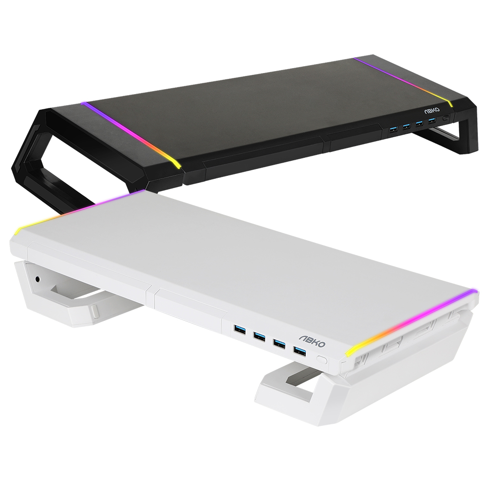 앱코 MES100 사이드 폴딩 RGB 오거나이저 USB 3.0 모니터받침대_이미지