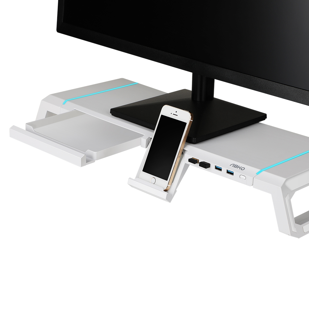 앱코 MES100 사이드 폴딩 RGB 오거나이저 USB 3.0 모니터받침대_이미지