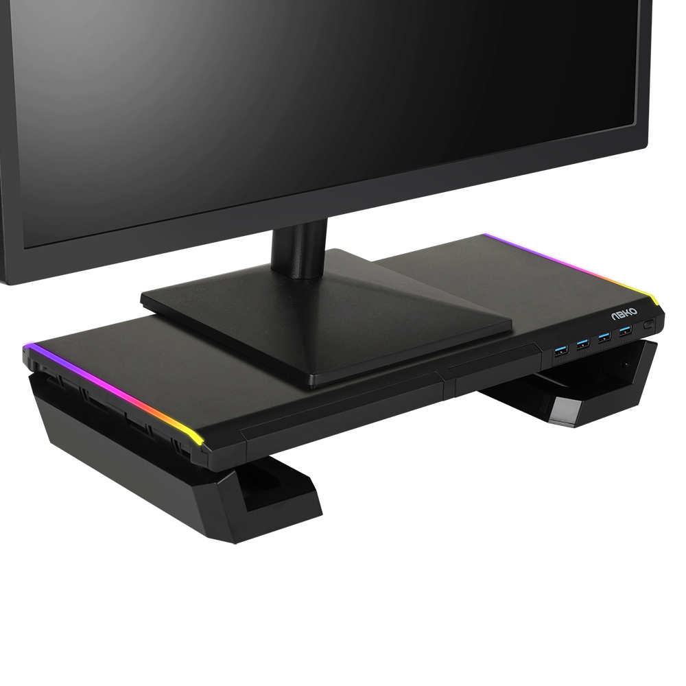앱코 MES100 사이드 폴딩 RGB 오거나이저 USB 3.0 모니터받침대_이미지