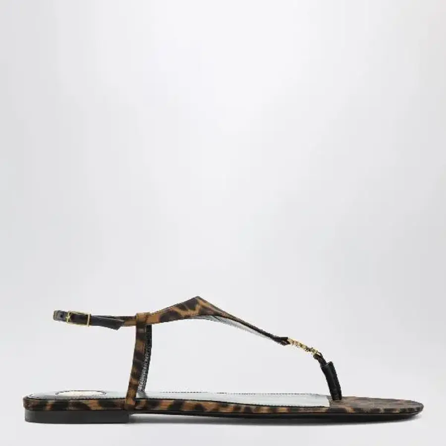  생로랑 Cassandre sandals in leopard print grosgrain 860715AAC9X/XM_ -2038_5..