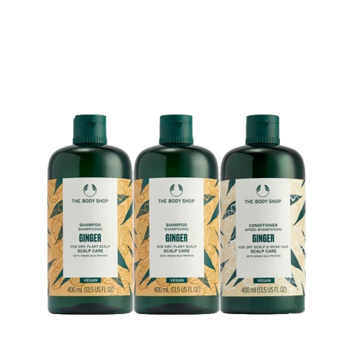더바디샵 진저 스캘프 케어 샴푸 400ml 2개+컨디셔너400ml 3종세트