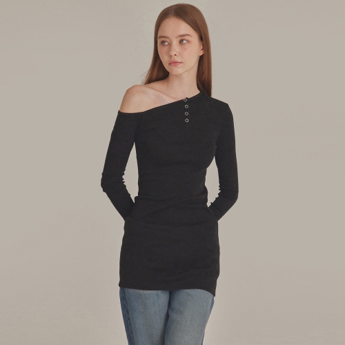 METAL SNAP ONE SHOULDER DRESS_T426DS501 MG