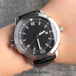 [불명] 메탈 남자 시계 남성 손목 NH35Miyota8215 사파이어 남자 자동 시계 날짜 창 블랙 다이얼 고무 밴드 Lume_이미지