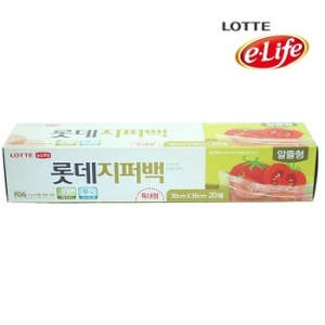 롯데알미늄 이라이프 롯데 지퍼백 알뜰형(특대) 30x35cm 20매[1개(20매)]