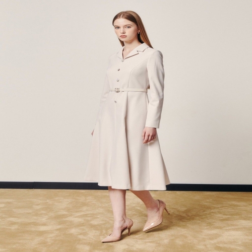 지고트 플레어핏 벨티드 버튼업 플레어 원피스JR8A0OPP23_이미지