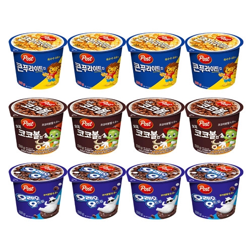 콘푸라이트+오곡코코볼+오레오즈 씨리얼 컵 3종 세트