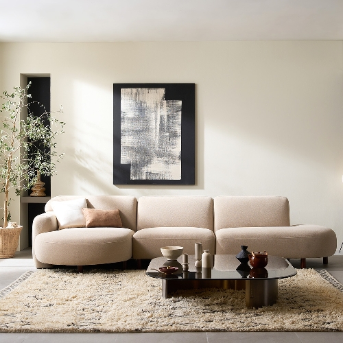 리바트  세계가구 마카다미아 카우치형 패브릭 소파 4인용