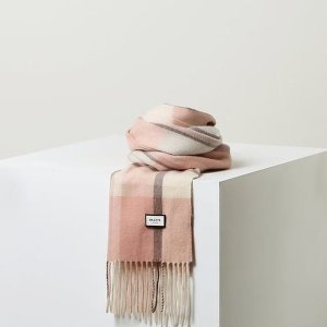 헤지스 핑크 체크 캐시미어혼방 머플러 HIMU5F222P2