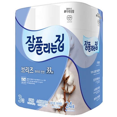 잘풀리는집 ㅤ브리즈 화이트 린넨 33m (24롤) *2팩_이미지