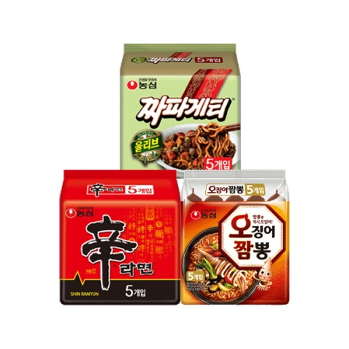 신라면5개 + 짜파게티5개 +오징어짬뽕5개