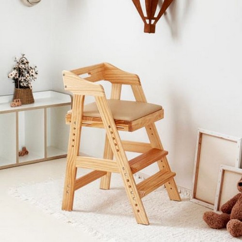 디홀릭 피노키오 원목 어린이 식탁의자+추가발판