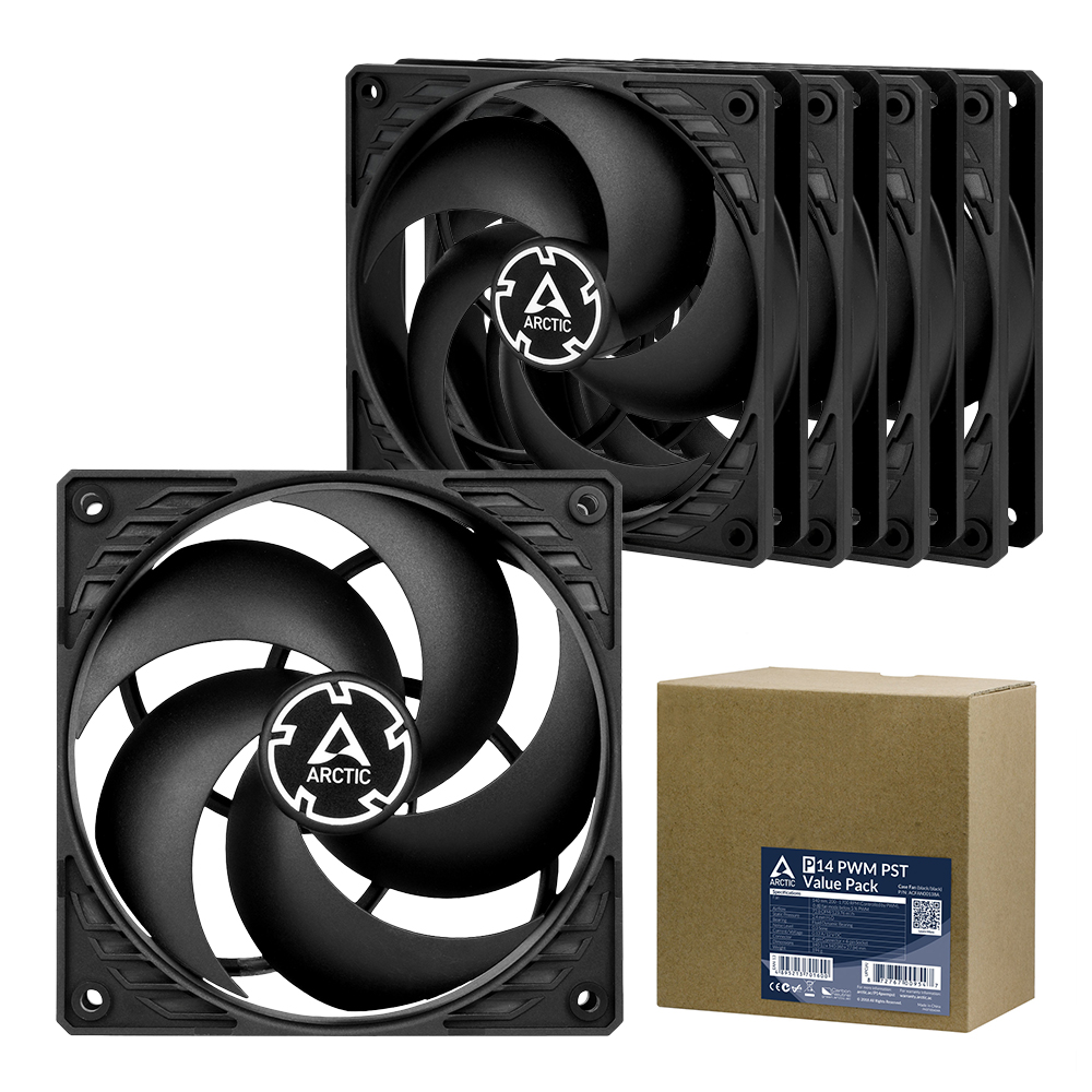 ARCTIC P14 PWM PST 피씨디렉트 (밸류팩(5팩), 블랙)