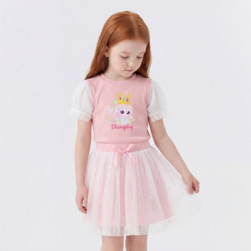 다이아나핑 샤 레이어드 5부 티셔츠 스커트 상하세트