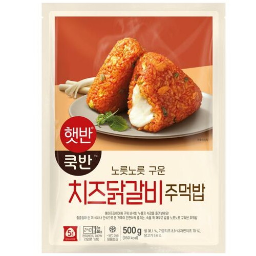 CJ제일제당 햇반 쿡반 치즈닭갈비 주먹밥 500g이미지입니다. 누르면 해당 게시물로 새창이동합니다.