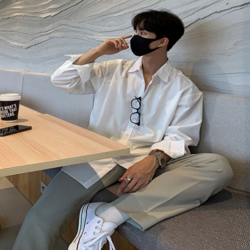 남성 댄디한 루즈핏 데이트룩 긴팔셔츠 3컬러 남방 WFG1LWH