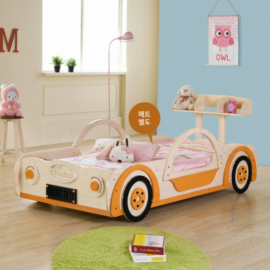 키즈돔 에프원 원목 깔판형 자동차 침대 S (매트별도)_이미지