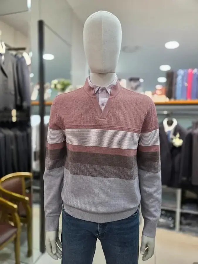 인디안 한기장 이중에리 니트 MIEBP5SC42123_DG_이미지