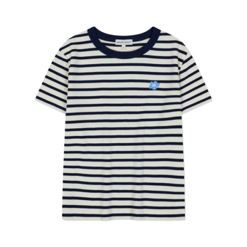 비케이브 와키윌리 WACKYWILLY WACKY WILLY 우먼스 스트라이프 반팔티셔츠 아이보리 WA2502ST66IV 914692