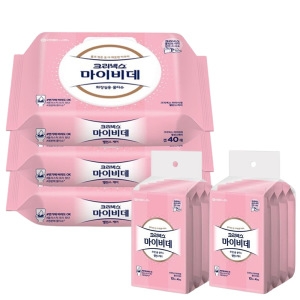 크리넥스 마이비데 밸런스케어 화장실용 물티슈 캡형 40매 + 리필형 10매 (캡3팩,리필8팩)_이미지