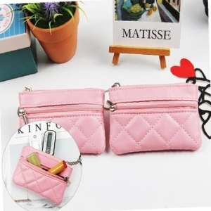  핑크 2포켓 1P 여행용 휴대용 보관 주머니 동전 WF30583