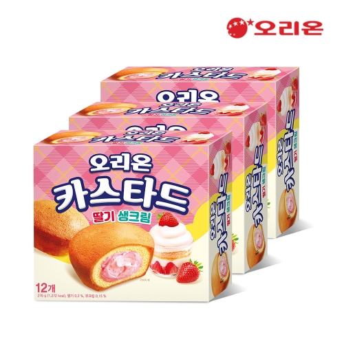 오리온 카스타드 딸기 생크림 276g (3개)_이미지